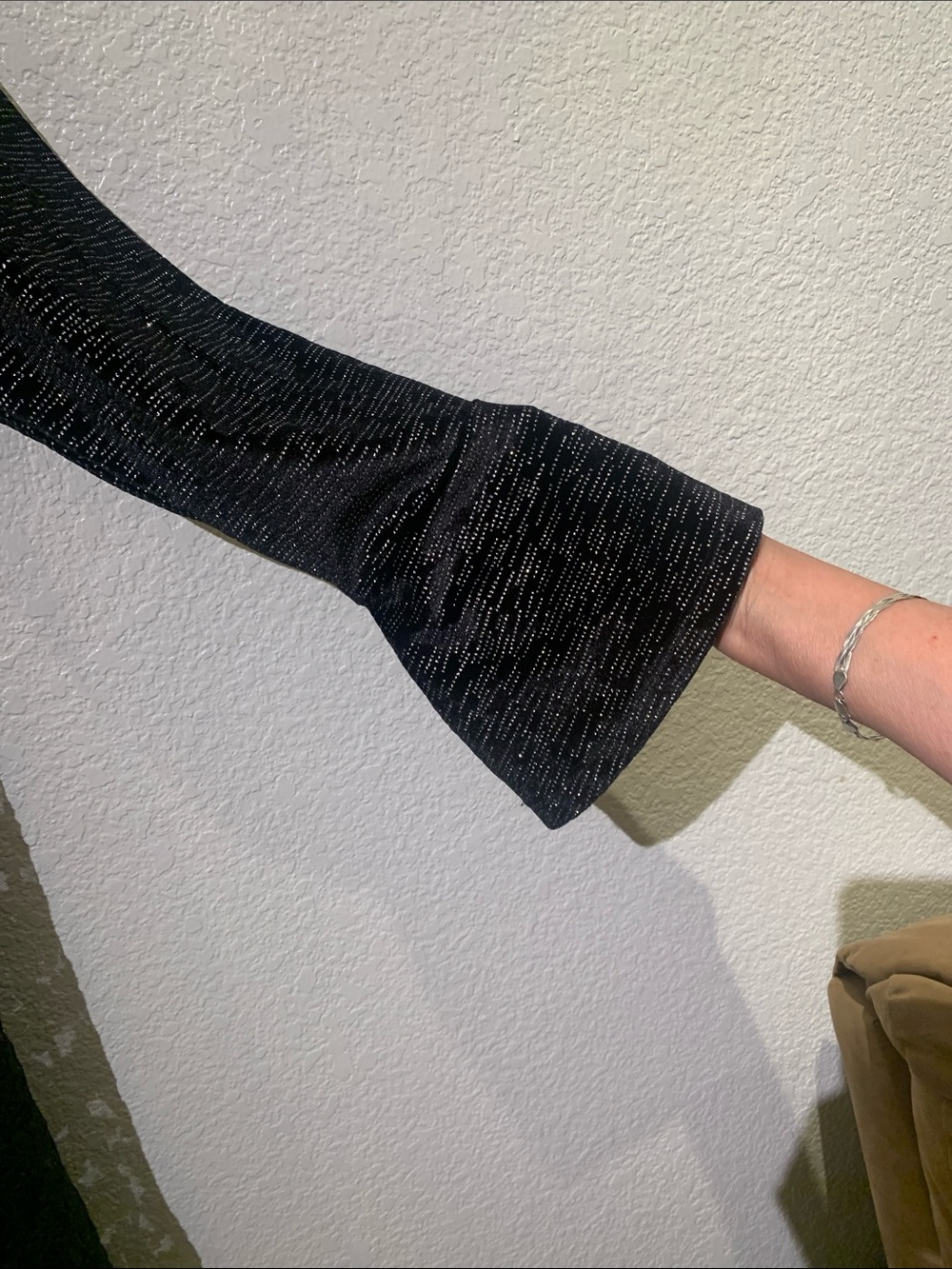 Black Long Sleeve Mixed-Knit & Lace Open Dress - Picture 8 of 12